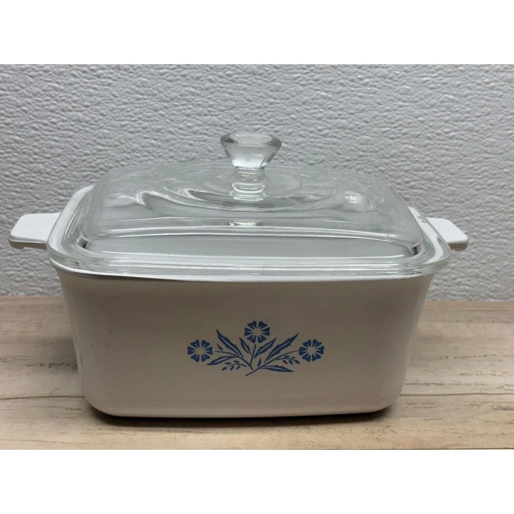 Vtg Corning Ware Blue Cornflower Casserole Dish P-4-B 7x5 1/2x 3 With Lid